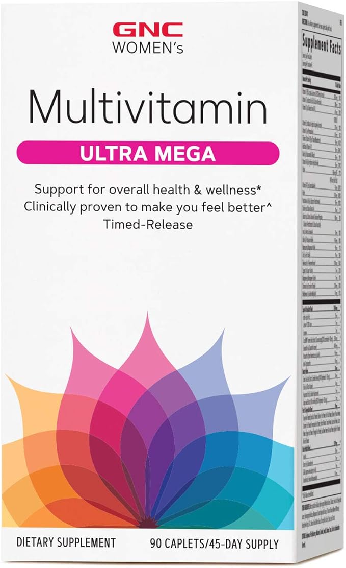 GNC Women's Ultra Mega Multivitamin | Supports Overall Health and Wellness in Women | Clinically Proven to Make You Feel Better | Timed-Release | 90 Count