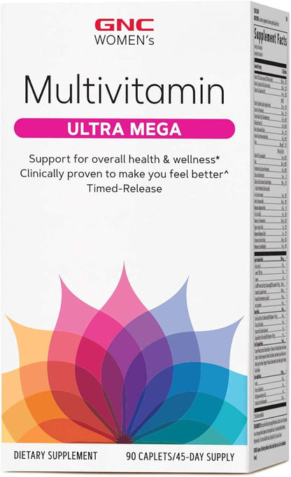 GNC Women's Ultra Mega Multivitamin | Supports Overall Health and Wellness in Women | Clinically Proven to Make You Feel Better | Timed-Release | 90 Count