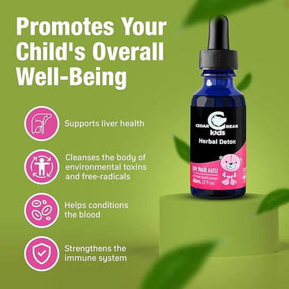 Cedar Bear Herbal Detox for Kids is a Liquid Herbal Supplement That Helps The Immune System & Protects Organs That are Often affected 2 fl oz / 60 ml