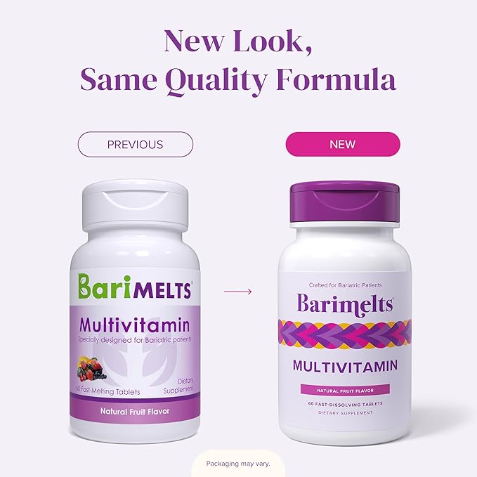 BariMelts Multivitamin - 60 Fast-Dissolving Tablets (1-Month Supply) - Sugar-Free Bariatric Multivitamin for Women, Natural Fruit Flavor