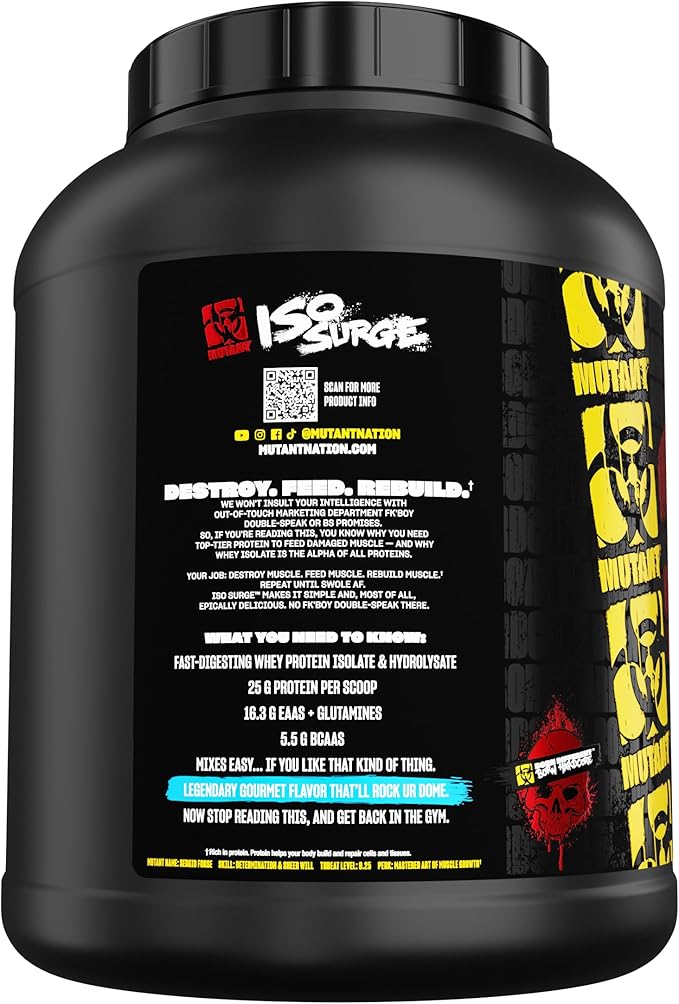 Mutant ISO Surge Whey Protein Isolate Powder Acts Fast to Help Recover, Build Muscle, Bulk and Strength, 5 lb - Vanilla Ice Cream
