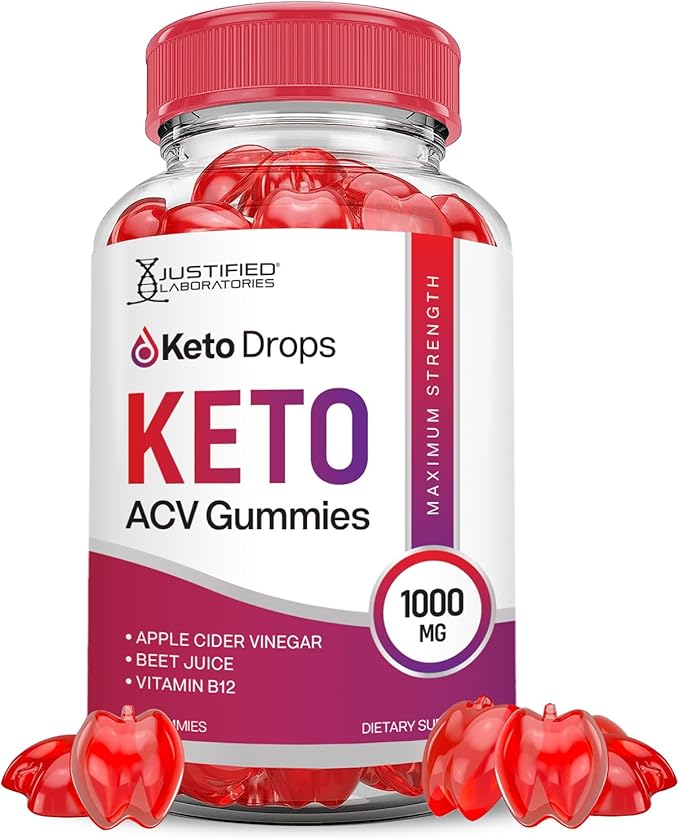 Keto Drops Keto ACV Gummies Advanced Formula 1000MG Keto Drops Keto Gummies Apple Cider Vinegar Formulated with Pomegranate Beet Juice Powder B12 Vegan Non GMO 60 Gummys