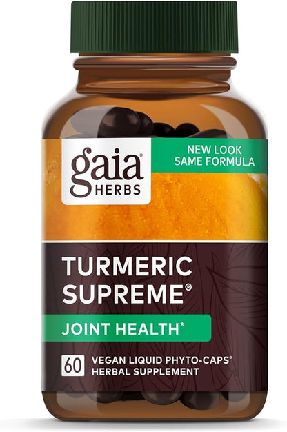 Gaia Herbs Turmeric Supreme Joint Health - Joint Support Supplement - with Quercetin, Black Pepper, Boswellia, Ginger Root, Curcuminoids, & More - 60 Liquid Phyto-Capsules (15-Day Supply)