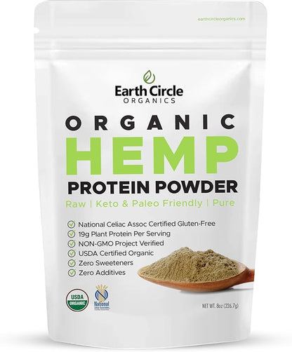 Organic Hemp Protein Powder, Lab Tested 100% Gluten Free, Plant Based & Vegan Raw Protein Powder - Perfect for Keto, Meal Replacement Shakes, Pre-workout and Post Workout (8oz, Pack of 1)