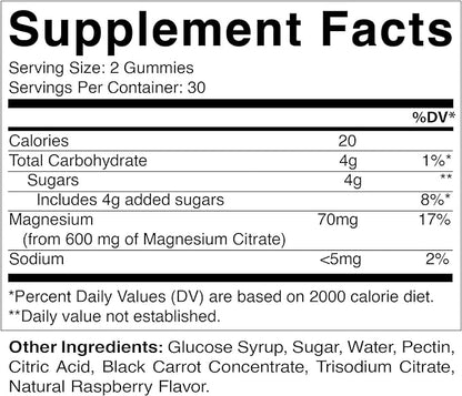 Vitamatic Magnesium Citrate Gummies 600mg per Serving - 60 Vegan Gummies - Promotes Healthy Relaxation, Muscle, Bone, & Energy Support (60 Gummies (Pack of 2))