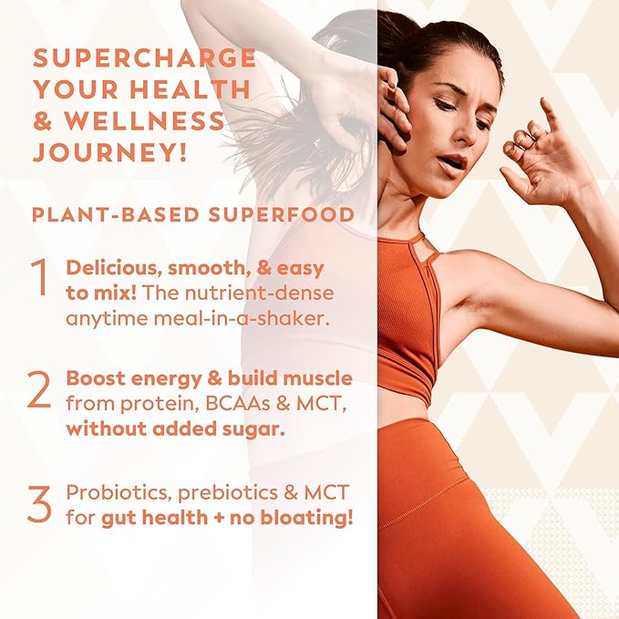 Veeg Meal Replacement Powder, All-in-One Plant-Based Protein Superfood with 50+ Superfoods & Vitamins, Organic Greens & Reds, MCT, Probiotics | Non GMO Vegan Protein Powder Vanilla, 15 Servings