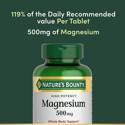 Nature's Bounty Magnesium, Bone and Muscle Health, Whole Body Support, Tablets, 500 Mg, 200 Ct