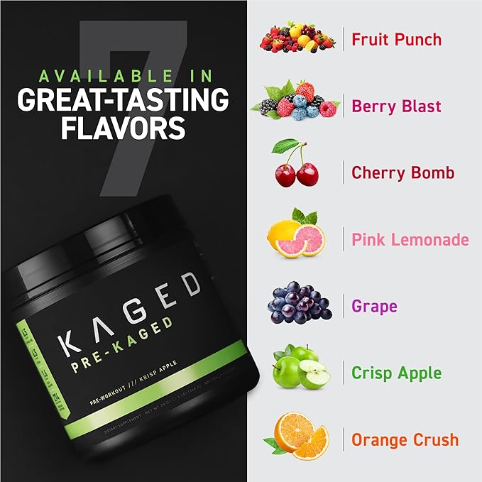 Kaged Original Pre Workout Powder | Berry Blast | Pre-Kaged | Formulated with Creatine, Beta Alanine, Pure Caffeine | 20 Servings
