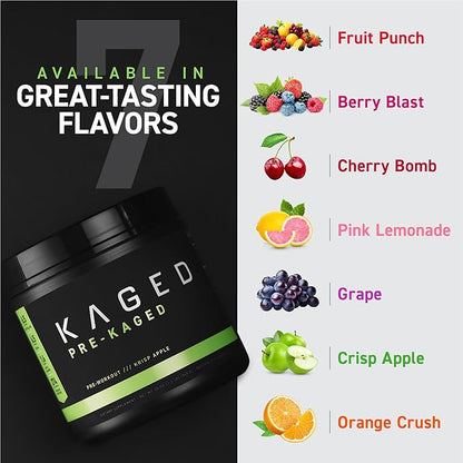Kaged Original Pre Workout Powder | Krisp Apple | Pre-Kaged | Formulated with Creatine, Beta Alanine, Pure Caffeine | 20 Servings