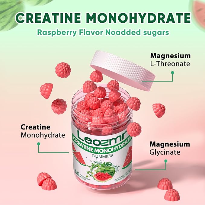 Creatine Monohydrate Gummies 5000mg for Men & Women, Chewables Creatine Monohydrate Supplement(120 Count)- Watermelon 120 Gummies