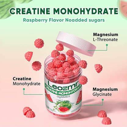 Creatine Monohydrate Gummies 5000mg for Men & Women, Chewables Creatine Monohydrate Supplement(120 Count)- Watermelon 120 Gummies