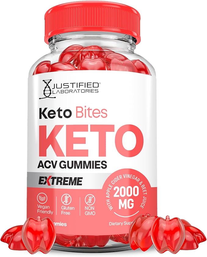 Keto Bites Keto ACV Gummies Extreme Formula 2000MG Vegan Non GMO with Pomegranate Juice Beet Root B12 60 Gummys