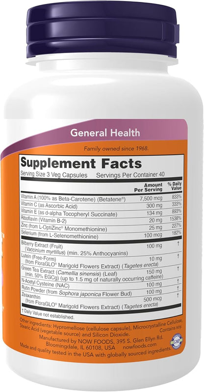 NOW Foods Supplements, Ocu Support™ with FloraGLO® Lutein, plus Vitamins A, C and E, 120 Veg Capsules