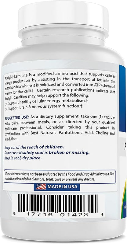 Best Naturals Acetyl L-Carnitine 1000 mg 60 Capsules (60 Count (Pack of 3))