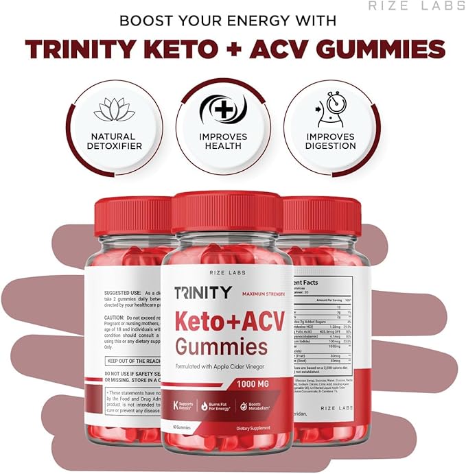 Trinity Keto+ACV Gummies for Advanced Weight Loss, All Natural Apple Cider Vinegar Supplement, 500 mg (300 Gummies)