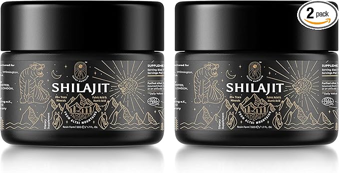 Shilajit Resin with Fulvic Acid & Trace Minerals, Original Siberian Pure Shilajit with 85+ Humic Acid Supplement, Support Metabolism & Immune System - 100 Serving / 50g (2 Pack), Gel