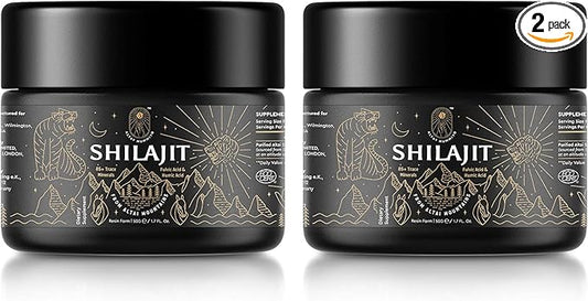 Shilajit Resin with Fulvic Acid & Trace Minerals, Original Siberian Pure Shilajit with 85+ Humic Acid Supplement, Support Metabolism & Immune System - 100 Serving / 50g (2 Pack), Gel