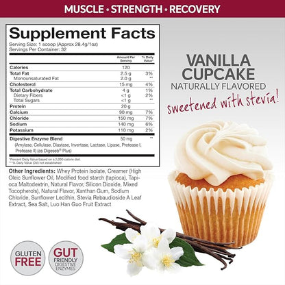 nPower Nutrition Protein Powder for Women, Vanilla Cupcake, 100% Grass-Fed Whey Protein Isolate, 20g Protein, Low Carb, 32 Servings