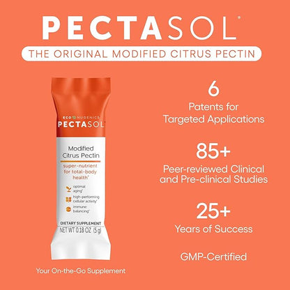 PectaSol Modified Citrus Pectin – 15 5g Stick Packs – Total-Body Health Supplement to Support Heart, Immune System, Inflammation Response & Healthy Aging + Maintain Healthy Galectin-3 Levels