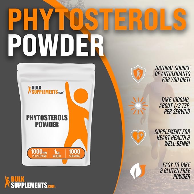 BulkSupplements.com Phytosterols Powder - Phytosterols Supplement, Beta Sitosterol Supplement - Sourced from Soy, Gluten Free, 1000mg per Serving, 1kg (2.2 lbs) (Pack of 1)