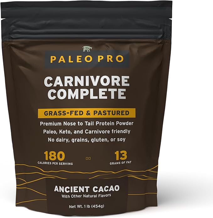 PaleoPro Carnivore Complete (Ancient Cacao) Pastured & Cage-Free Protein, Grass-Fed Beef Tallow, Beef Organs | No Sugar, Soy, Grains or Net Carbs | Gluten Free. Paleo & Keto Macros (15 Servings)
