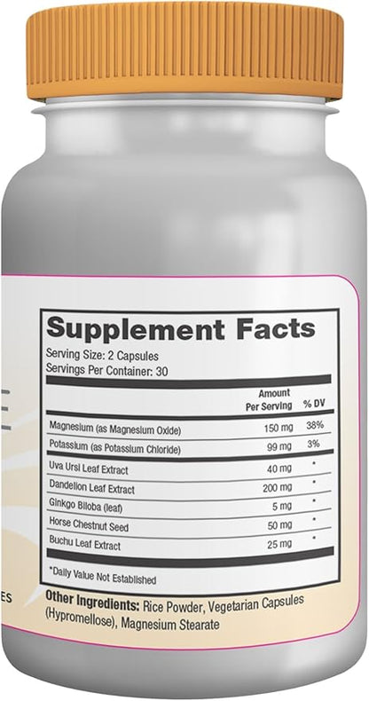 Capisette Water Retention Support - Reduces Swollen Feet, Ankles, and Legs - Reduce Swelling & Fluid Retention from Edema. Includes: Potassium, Dandelion Root, & More- Dietary Supplement (60 capsules)