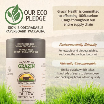 Grazin Health - Grass Fed Beef Tallow Capsules (30 Day Supply)