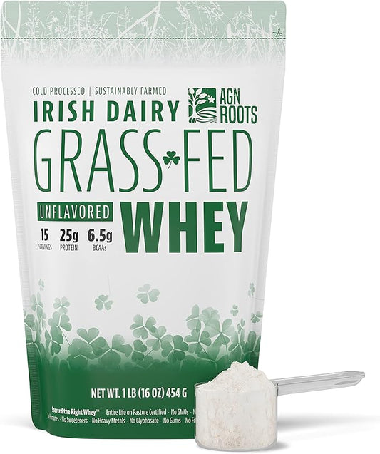 Grass Fed Whey Protein Powder Isolate - Unflavored - Unsweetened - Certified Entire Life On Pasture by A Greener World - ASPCA Registered - Informed Sport - Dairy Protein 1lbs