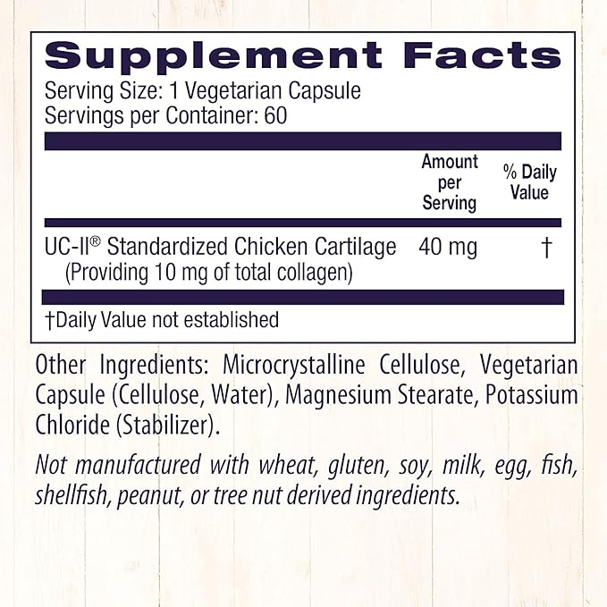 Healthy Origins UC-II, 40 mg - Premium Collagen Supplement for Joint Health, Mobility & Flexibility - Undenatured Type II Collagen - Gluten-Free & Non-GMO Supplement - 60 Veggie Caps