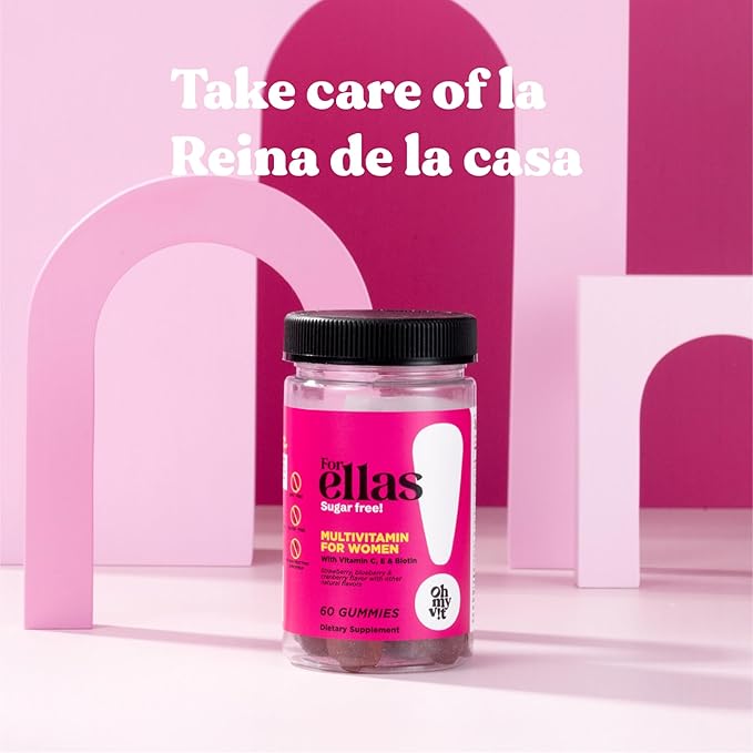 OH MY VIT! for Ellas Women’s Multivitamin Gummy with Vitamins C, E, and Biotin, Sugar Free Berry Flavor, 60 Count