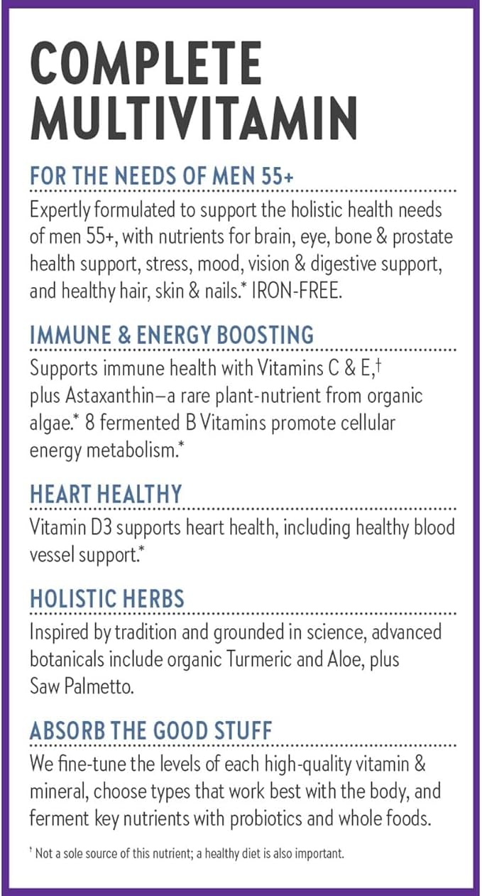 New Chapter Men's Multivitamin 50 Plus for Brain, Heart, Digestive, Prostate & Immune Support with 20+ Nutrients + Astaxanthin - Every Man's One Daily 55+, Gentle on The Stomach - 48 ct