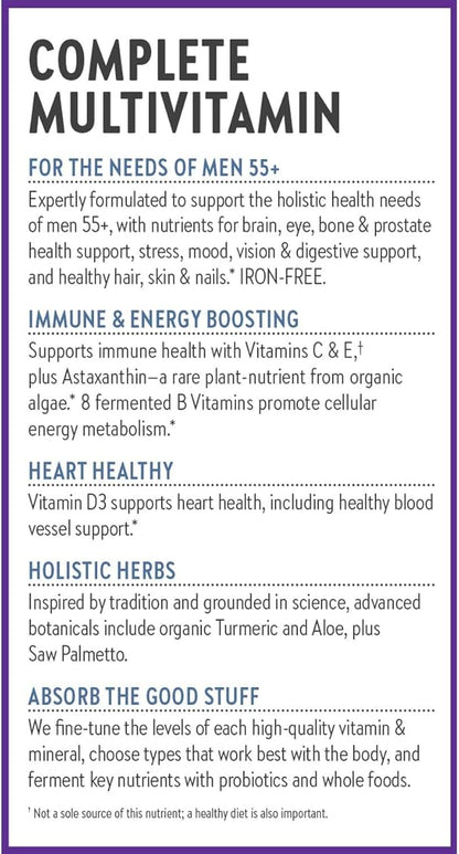 New Chapter Men's Multivitamin 50 Plus for Brain, Heart, Digestive, Prostate & Immune Support with 20+ Nutrients + Astaxanthin - Every Man's One Daily 55+, Gentle on The Stomach - 48 ct