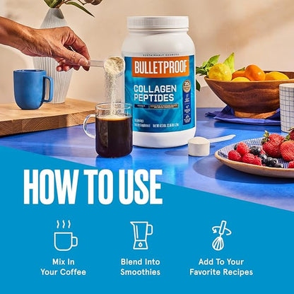 Bulletproof Vanilla Collagen Protein Powder with MCT Oil, 19g Protein, 42.3 Oz, Value Size, Collagen Peptides and Amino Acids for Healthy Skin, Bones and Joints