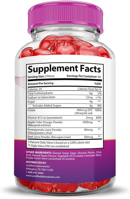 (2 Pack) Ripped Results Keto ACV Gummies Advanced Formula 1000MG Ripped Results Keto Gummies Apple Cider Vinegar Formulated with Pomegranate Beet Juice Powder B12 Vegan Non GMO 120 Gummys