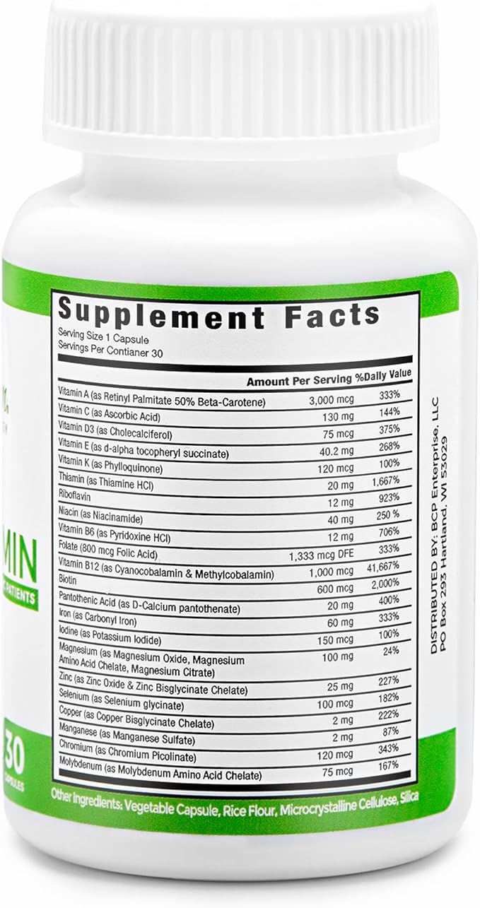 BariSlim Once Daily Bariatric Multivitamin Capsule - 60mg of Iron - Bariatric Vitamin & Supplement for Post Bariatric Surgery Including Gastric Bypass & Gastric Sleeve | 30 Day Supply