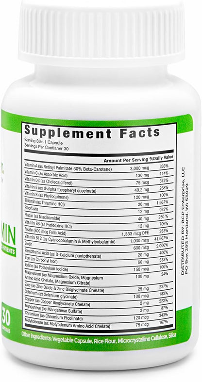 BariSlim Once Daily Bariatric Multivitamin Capsule - 60mg of Iron - Bariatric Vitamin & Supplement for Post Bariatric Surgery Including Gastric Bypass & Gastric Sleeve | 30 Day Supply