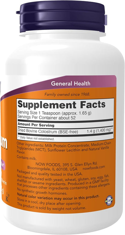 NOW Foods Supplements, Colostrum Powder, Naturally occurring Immunoglobulins and Lactoferrin, 3-Ounce
