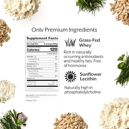 Promix Whey Protein Powder, Unflavored - 5lb Bulk - Grass-Fed & 100% All Natural - ­Post Workout Fitness & Nutrition Shakes, Smoothies, Baking & Cooking Recipes - Gluten-Free & Keto-Friendly