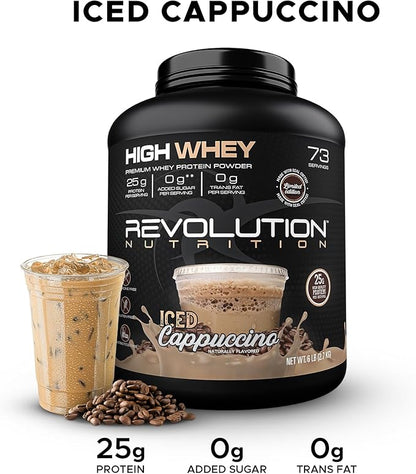 High Whey, Protein Powder, Whey Isolate, Gluten Free, Lean Muscle Mass for Men & Women, 25g of Protein Per Scoop, 2.7kg, 73 Servings (Iced Cappuccino, 6 Pound)
