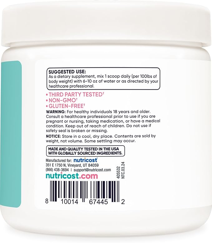 Nutricost Creatine Monohydrate Powder for Women, Micronized, Unflavored, 50 Servings - Vegetarian, Non-GMO, Gluten Free