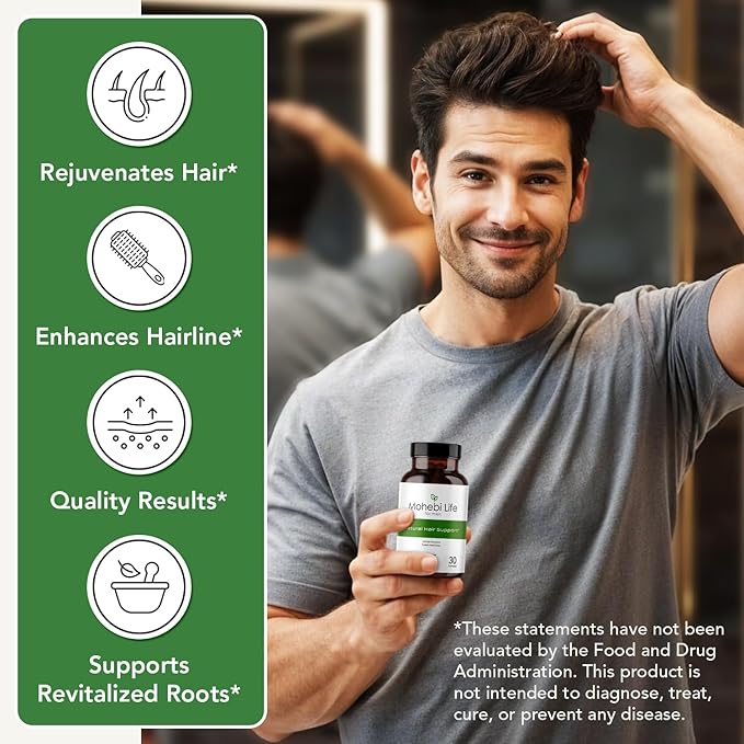 Hair Growth Supplement Formula for Men, Saw Palmetto, Pumpkin Seed Oil Capsules with Biotin, Zinc, and more - 30 Capsules.