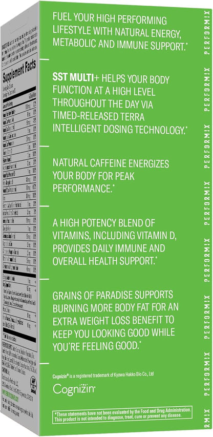 PERFORMIX - SST Multi+ Multivitamin - Natural Energy - Timed-Release - Immune System & Metabolic Support - Weight Goals - Caffeine, Biotin, Vitamin A, C, D, E, B6 & B12 - Women & Men - 60 Count