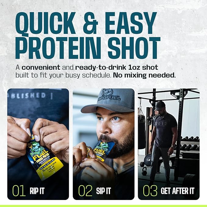 Frog Fuel Power Energized Protein Shot, 15g Protein Nano-Hydrolyzed Grass Fed Collagen, 80mg Caffeine, Fat & Sugar Free, 22 Amino Acids, 0 Carbs, Berry, 1 oz Packets, 24 Pack