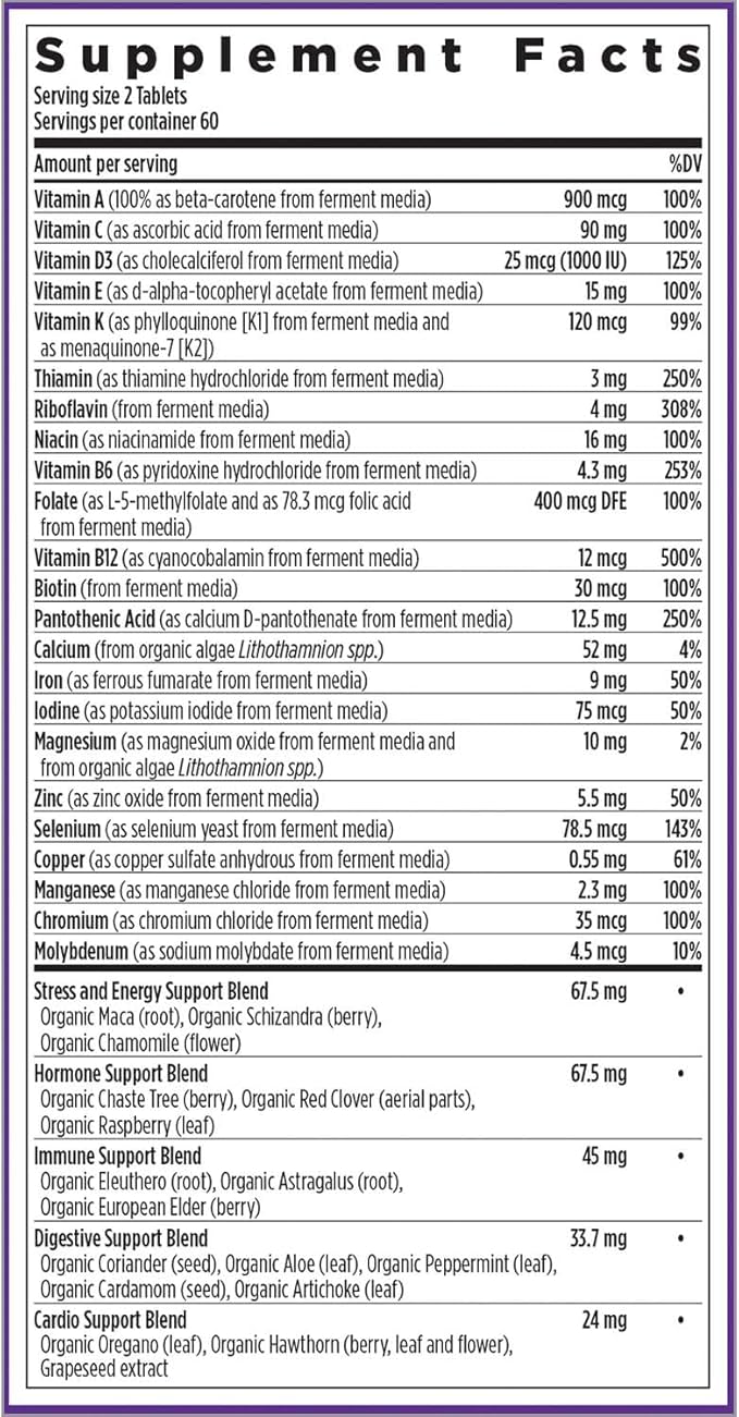 New Chapter Women's Multivitamin Advanced Formula for Stress, Bone, Immune, Beauty & Energy Support, Higher Levels of Whole-Food Fermented Essential Nutrients for Women + Iron + Vitamin D3, 120 Count