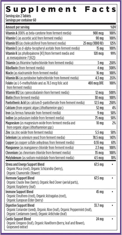 New Chapter Women's Multivitamin Advanced Formula for Stress, Bone, Immune, Beauty & Energy Support, Higher Levels of Whole-Food Fermented Essential Nutrients for Women + Iron + Vitamin D3, 120 Count