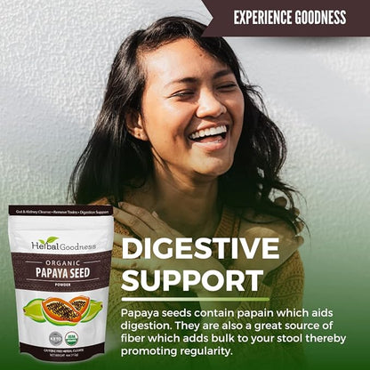 Organic Papaya Seeds Powder 4oz - 100% Natural Cleanse with Papain for Gut & Digestive Health Support - Papaya Seed for Body Detox & Colon Broom Formula - 1 Pack