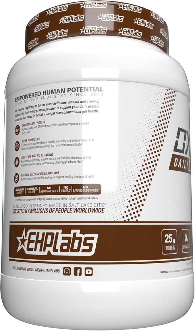 EHP Labs OxyWhey Whey Protein Powder - 25g of Whey Isolate Protein Powder, Meal Replacement Shake, Sugar Free Protein Powder - 25 Serves (Chocolate Caramel)