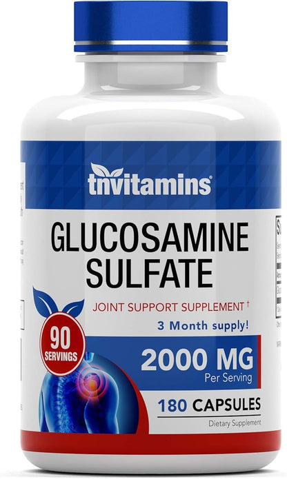 Glucosamine Sulfate Capsules 2000 MG (180 Count) | Joint Support* Supplement for Women & Men | Produced in The USA | Promotes Flexibility & Mobility