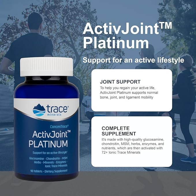 Trace Minerals ActivJoint Platinum - Bone Health & Strength Support Supplement - Supplement for Joint & Muscle Health Support - Healthy Heart Supplement with Magnesium - 90 Tablets (15 Servings)