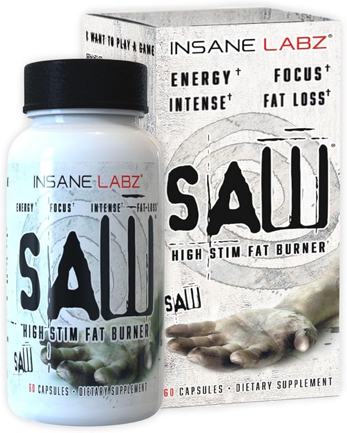 Insane Labz Saw®, High Potency Fat Burner, Thermogenic Weight Loss Supplement and Appetite Suppressant with L-Tyrosine, Yerba Mate, GABA and Alpha Yohimbine, 60 Srvgs